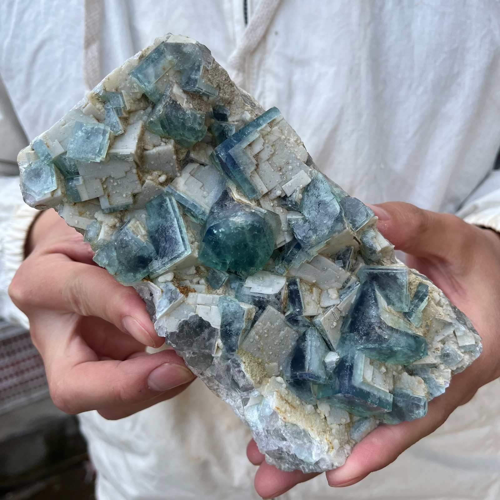 2.8LB NATURAL Green Cube FLUORITE Quartz Crystal Cluster Mineral Specimen