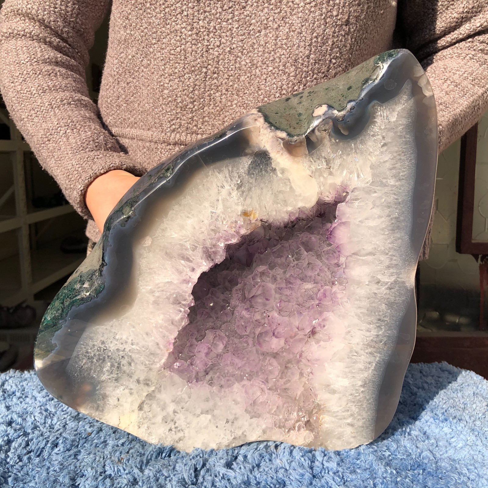 20.7LB Natural Amethyst geode quartz cluster crystal Mineral specimen Healing