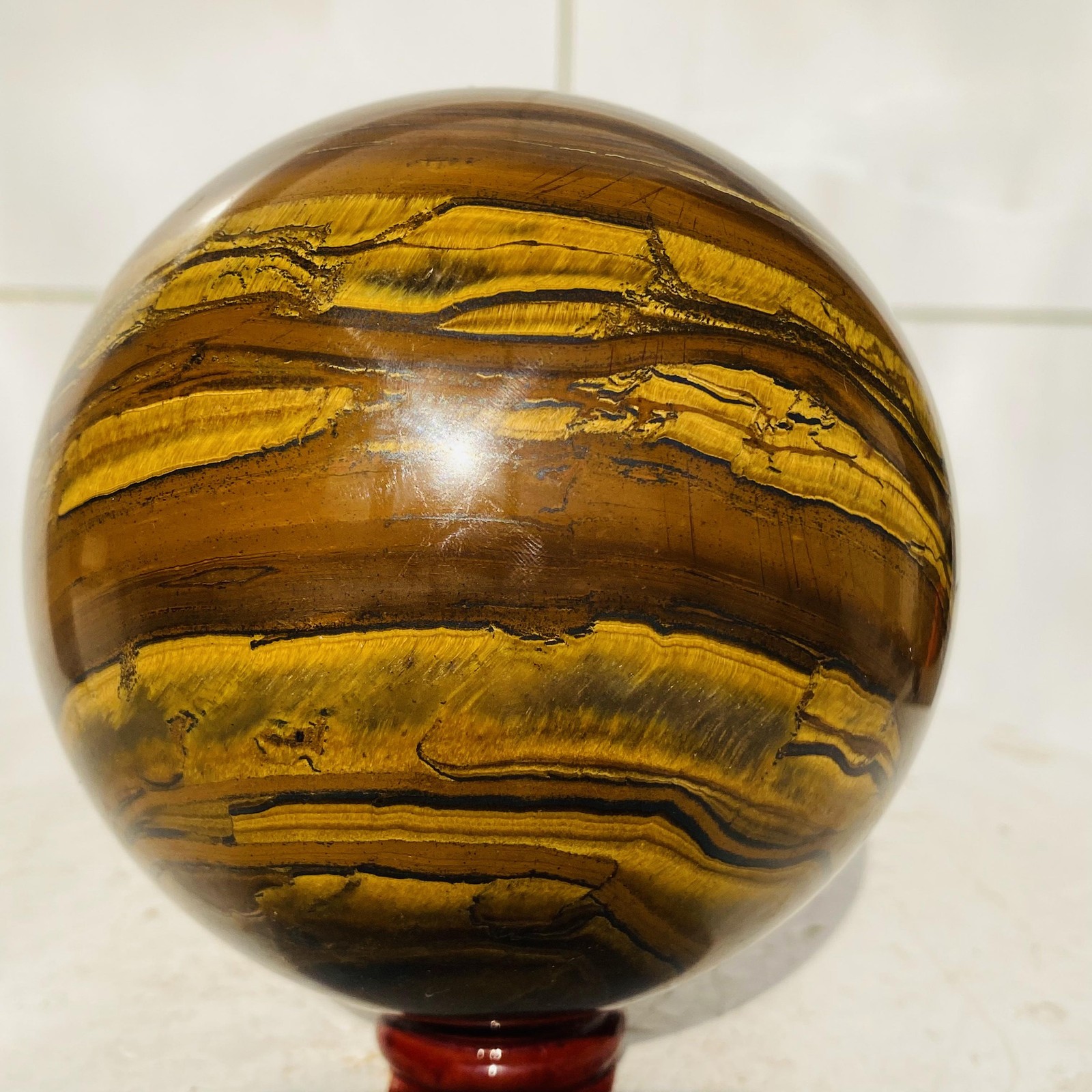 Natural tiger’s eye ball quartz crystals sphere gem reiki healing 1520g