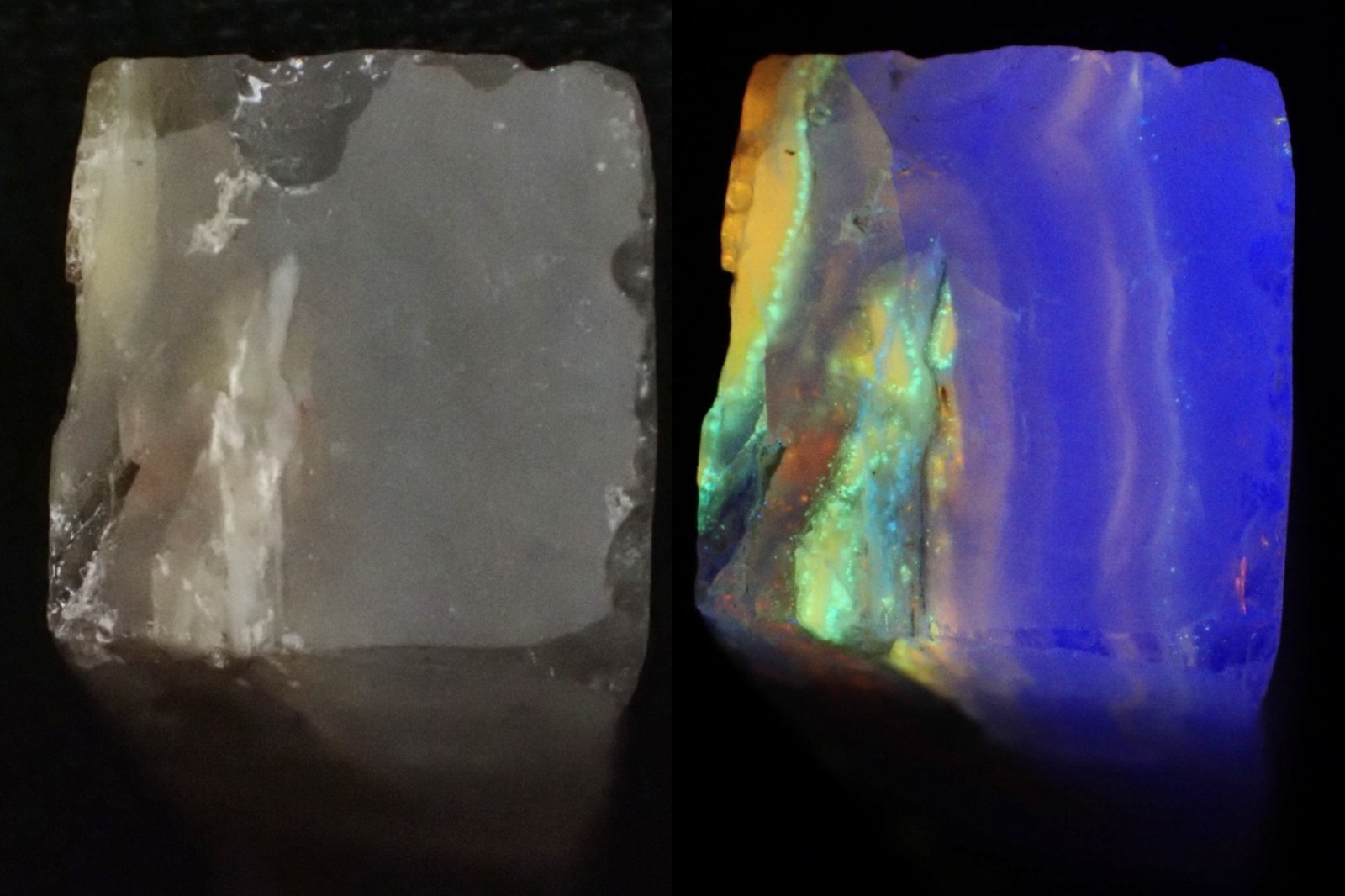Beautifully fluorescent Hokkaidoite and opals containing organic minerals B262