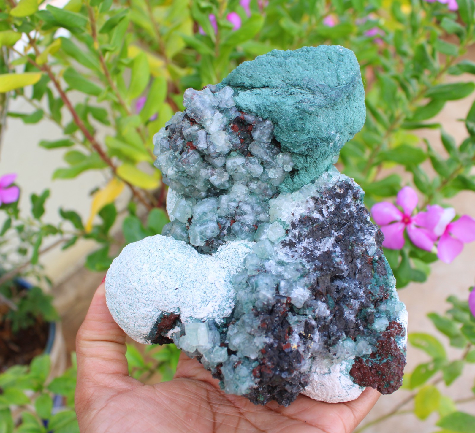 JULGOLDITE w/ GREEN APOPHYLLITE CRYSTAL , STILBITE ON MATRIX MINERALS SPECIMEN