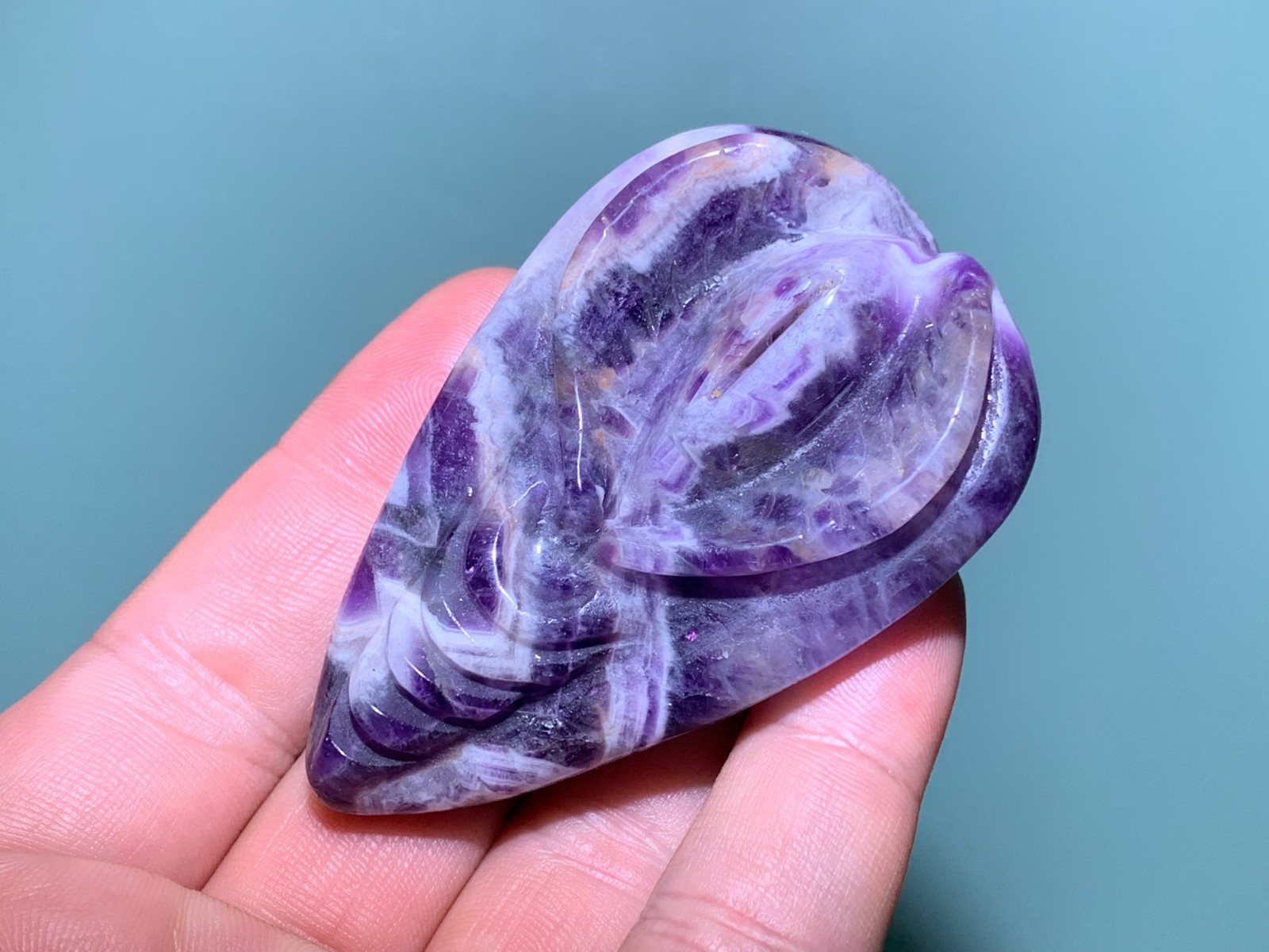 2.5”+Natural Dreamy amethyst quartz crystal hand carved Crystal Vagina skull 1x