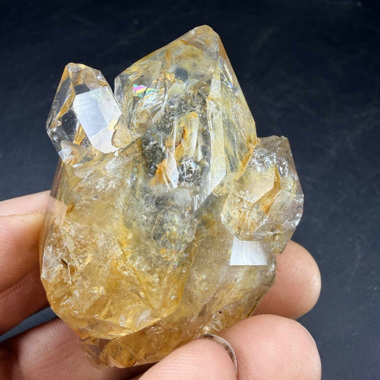 Golden Aura Herkimer Diamond Quartz Crystal Point Healer / New York *VIDEO*