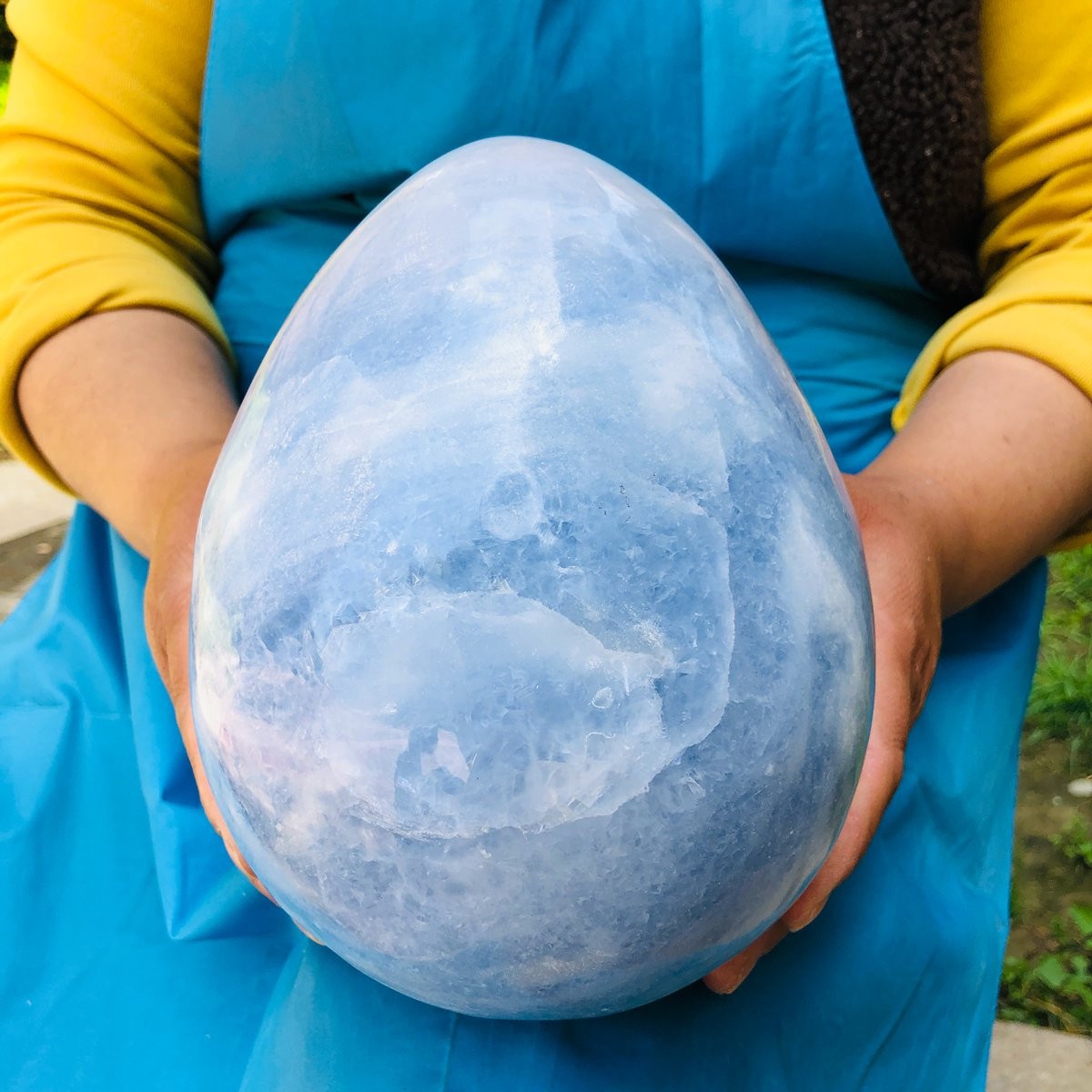 11.5LB Natural blue celestite POLISHED egg shape Quartz Crystal healing decor