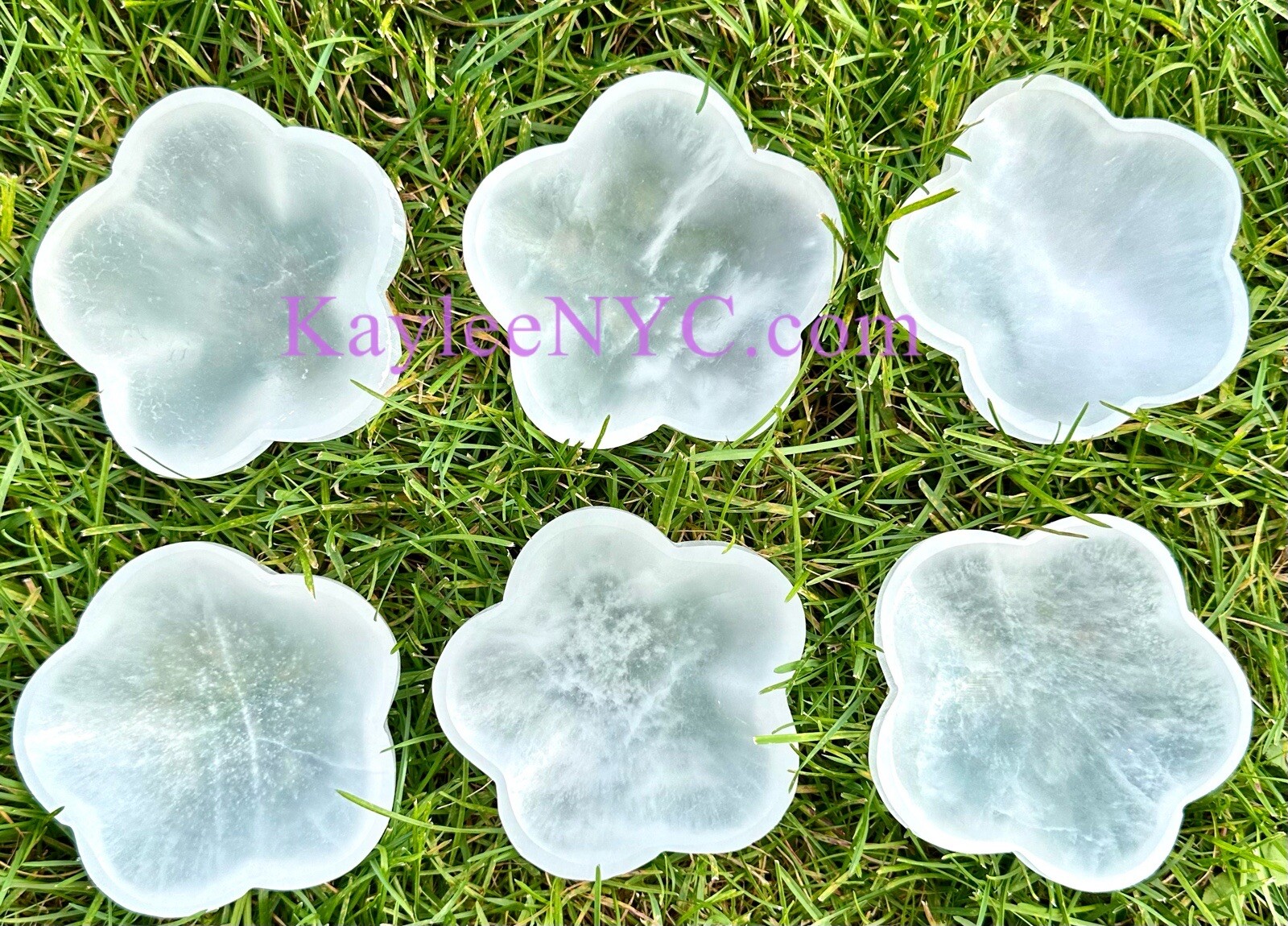 Wholesale 6 PCs Natural Peach Selenite Aka Satin Spar Flower Bowls Crystal 10cm