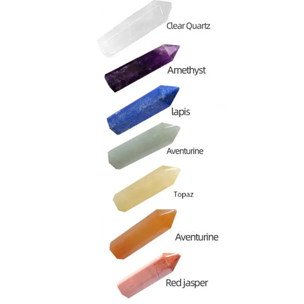 **Natural Stone Crystal Gemstone Chakra Healing Quartz Set Home Decor Gift Box**