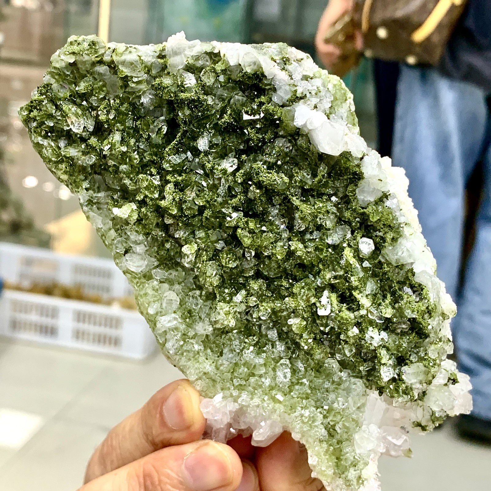 449G Natural green top-notch epidote quartz crystal minerals /Türkiye