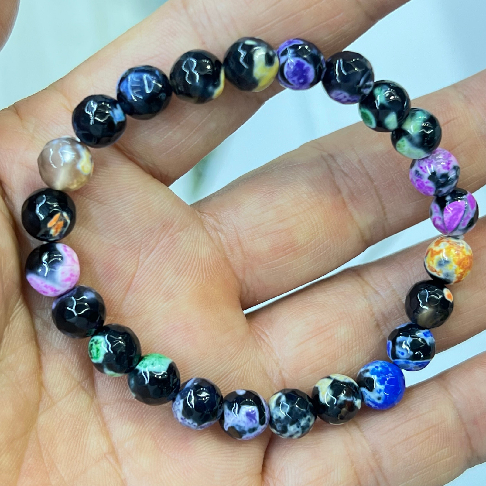 Wholesale Lot 6 Pcs agate 8 mm 7.5″ Crystal Stretch Bracelet