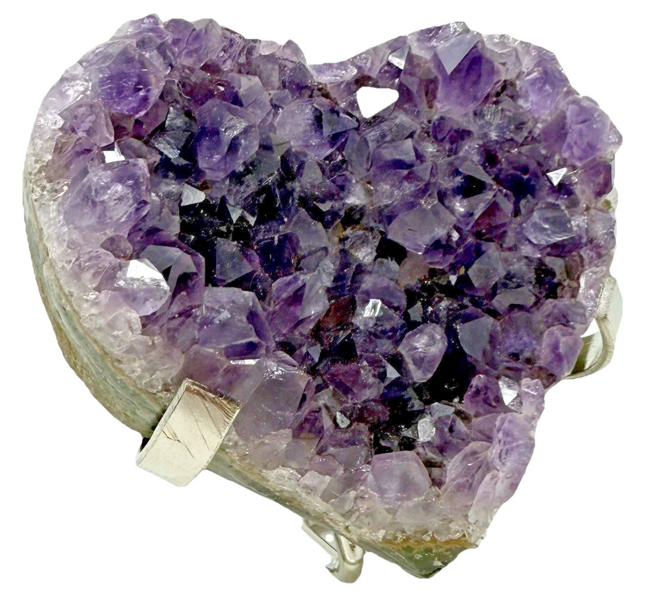 374g Amethyst Cluster 4” Heart Deep Purple Color Stand Included