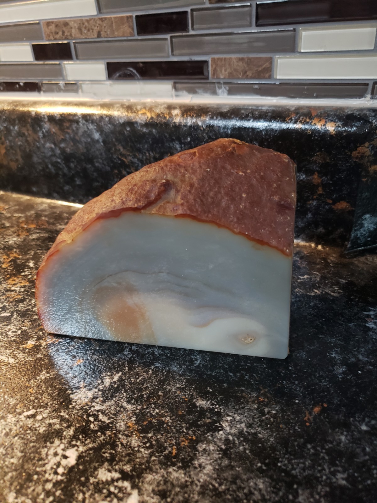 Set Of 3 Geode Rocks.Quartz Agate Quarter Piece Decor 5.5″ X 4″ And 5×3 ” 6×4″