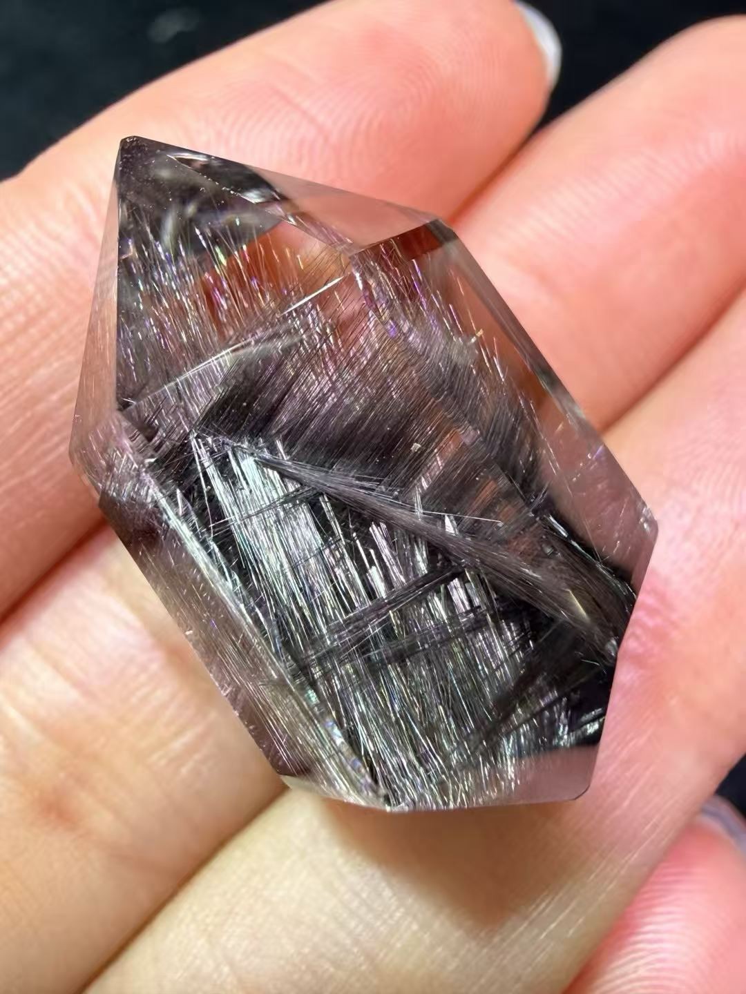 27.2*15.6*13mm A++ Natural Silver-titanium Quartz Double Obelisk Crystal Point