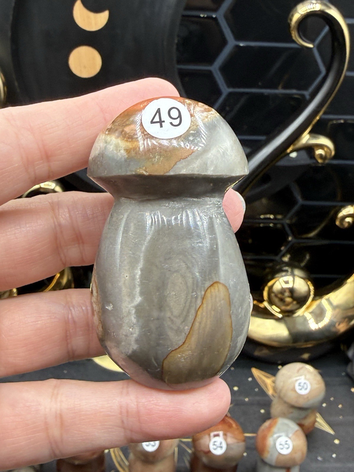Natural Polychrome Jasper Mushrooms Carvings Free shipping