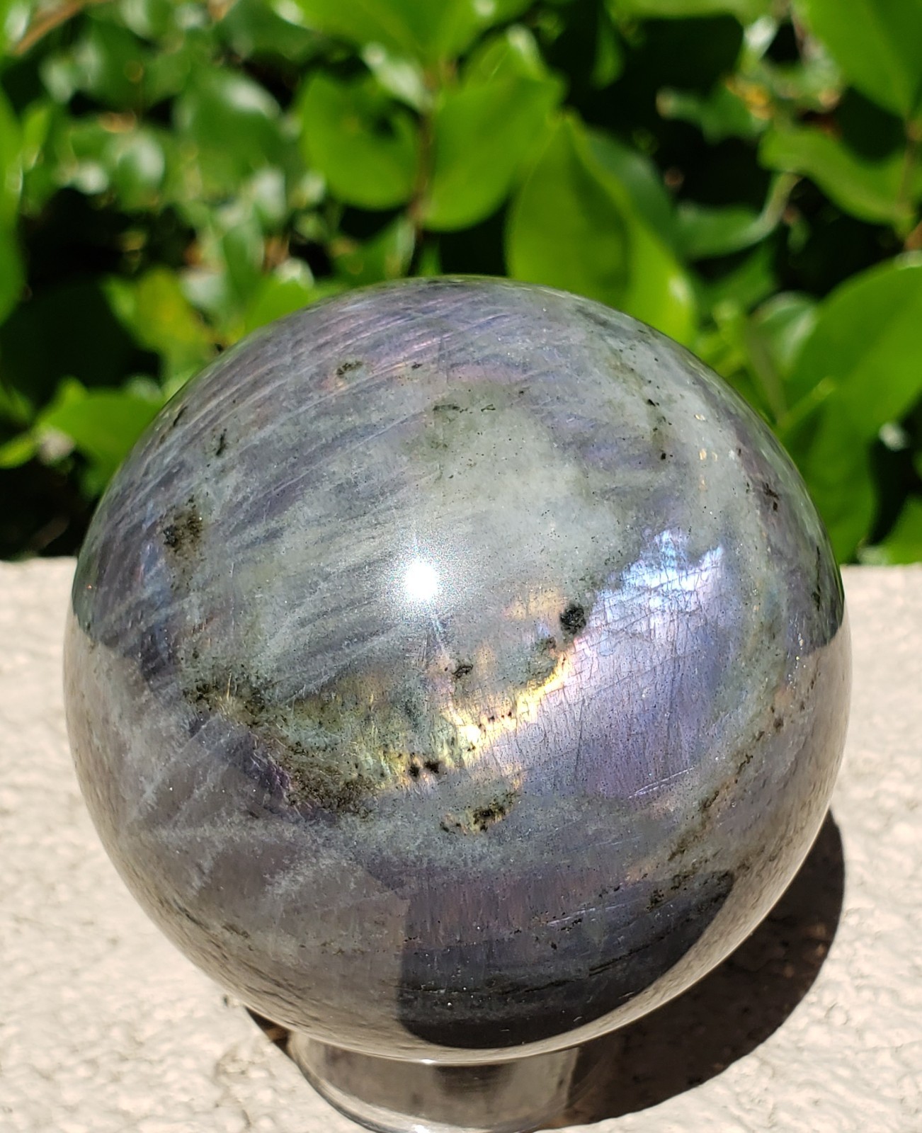 2.6″ Labradorite Mineral Crystal Iridescence Sphere Ball Orb Flash, 421g