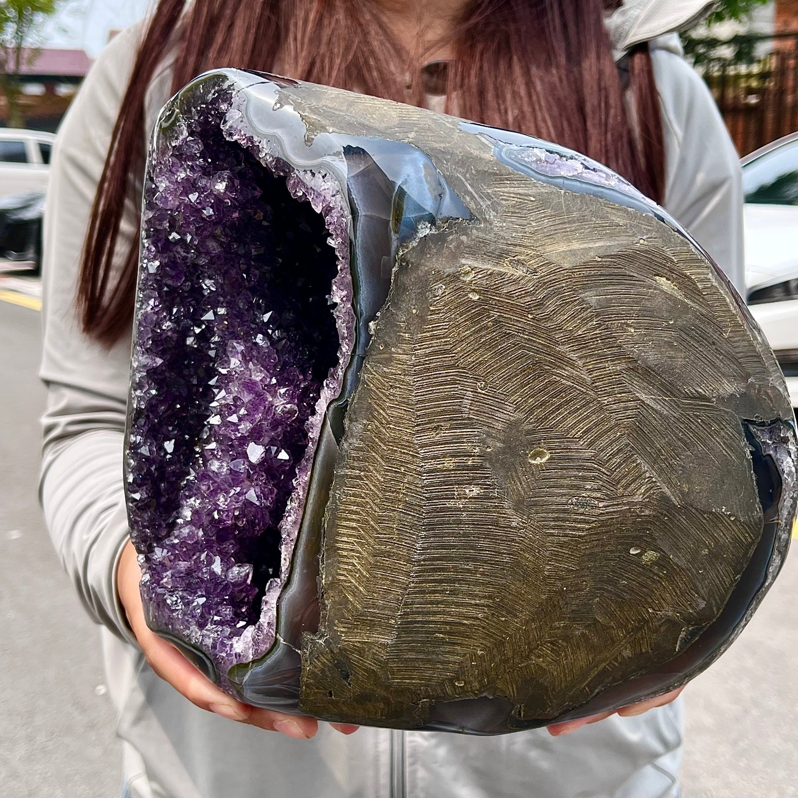 15.23LB High quality amethyst agate coin bags attract wealth crystal specimens