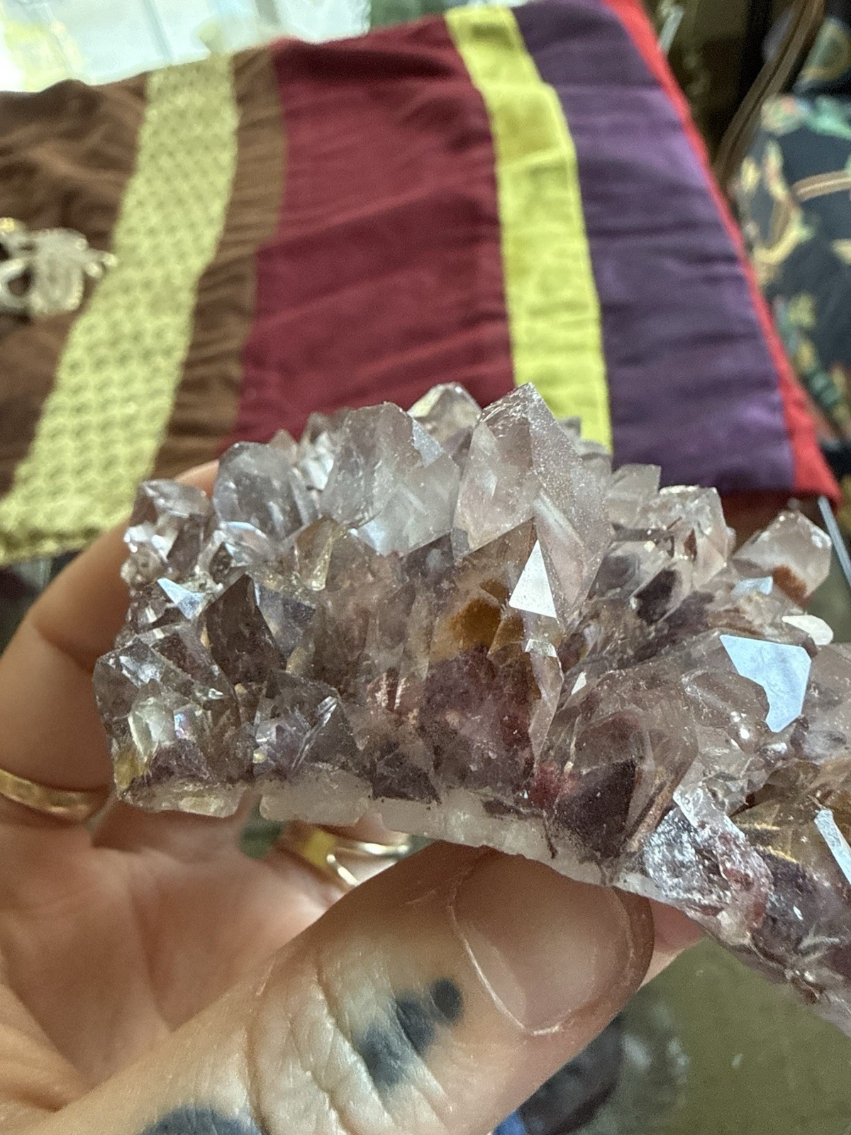 Red Hematite Phantom Quartz Crystal Cluster – Sunset Phantom Quartz