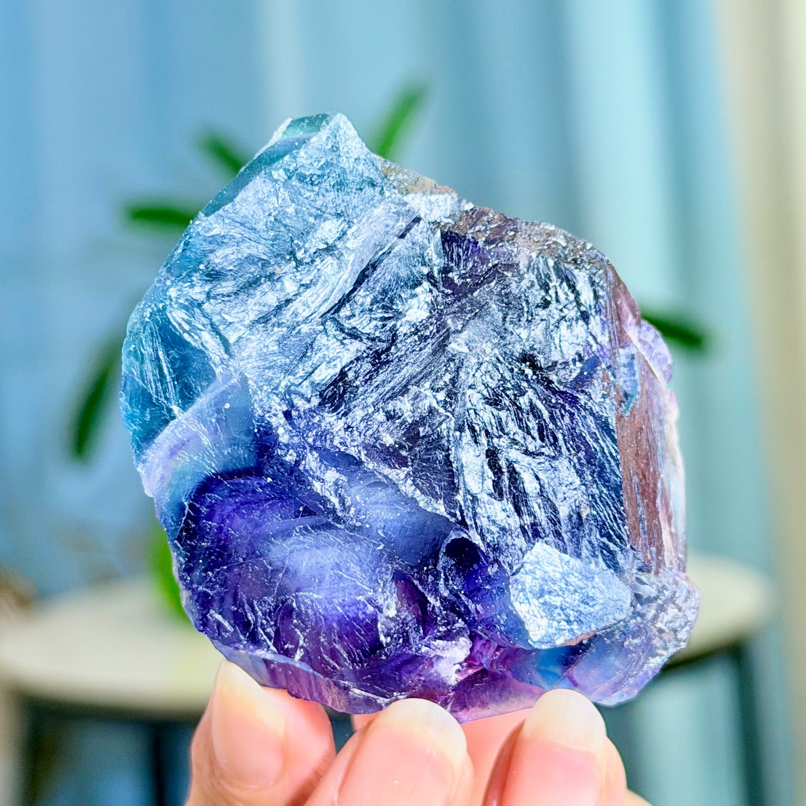 216G Rare transparent purple cubic fluorite mineral crystal sample/China