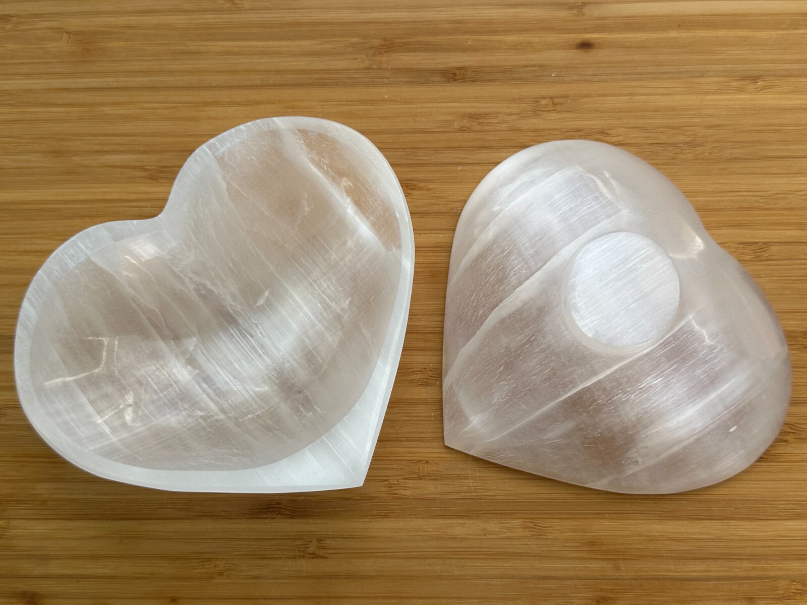 Large Selenite Heart Bowl, 5″ Selenite Heart Shaped Dish Bowl with Pedestal