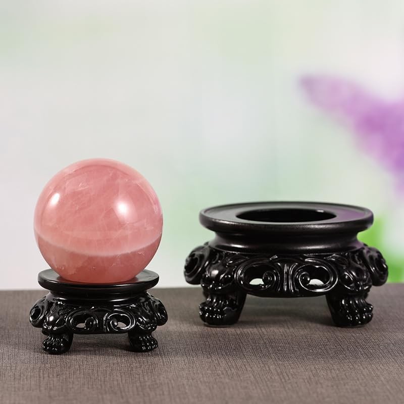 2Pcs Black Wooden Display Stand for Crystal Sphere Quartz Ball Holder