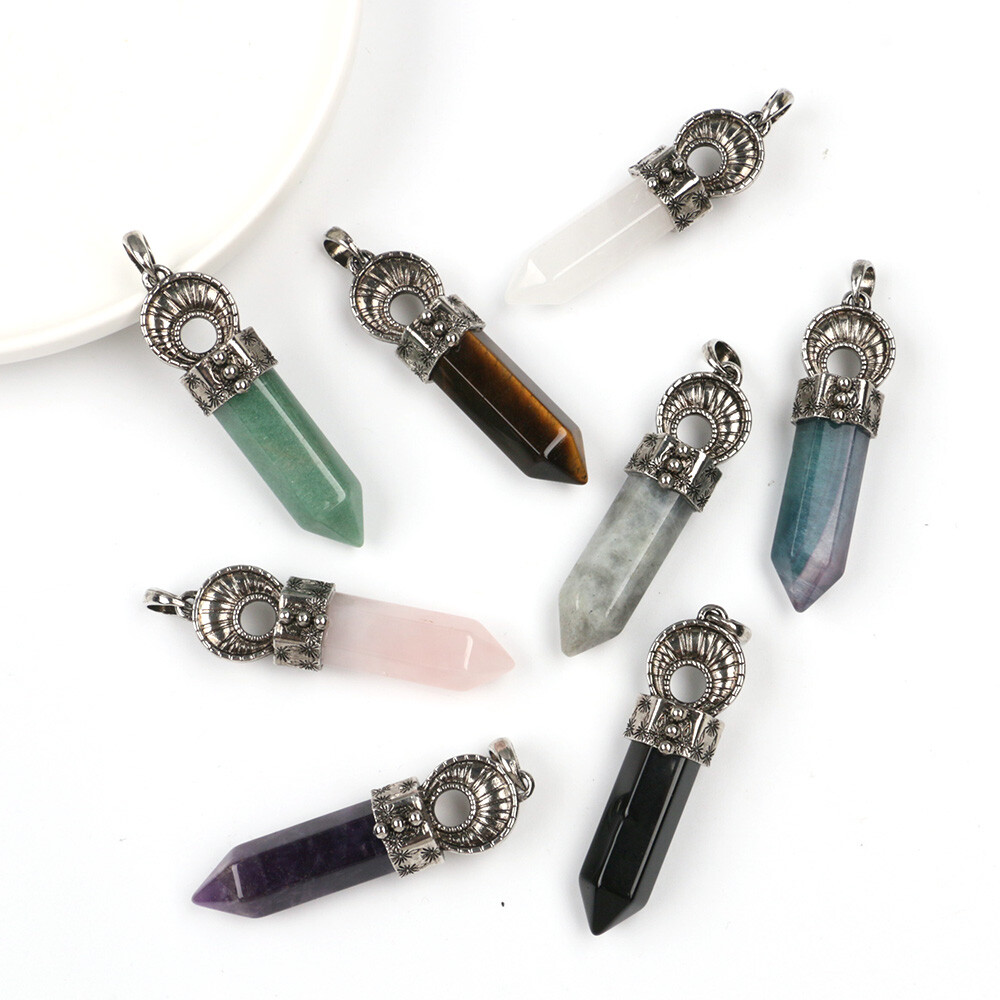 1pc Natural Chakra Crystal Wands Pendants Magic Stick Point Reiki Healing Amulet