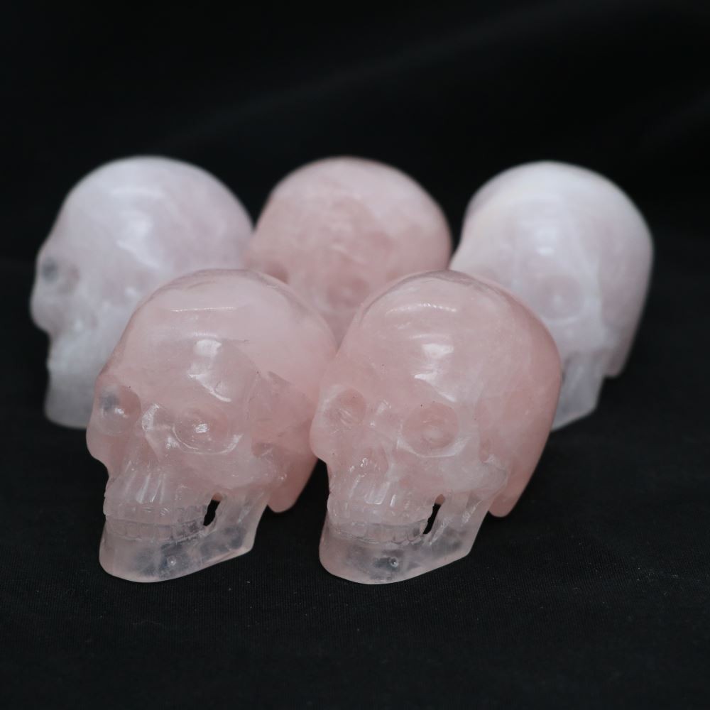 2″ ROSE QUARTZ CRYSTAL Carved Crystal Skull Realistic Healing Randomly Send 1pc