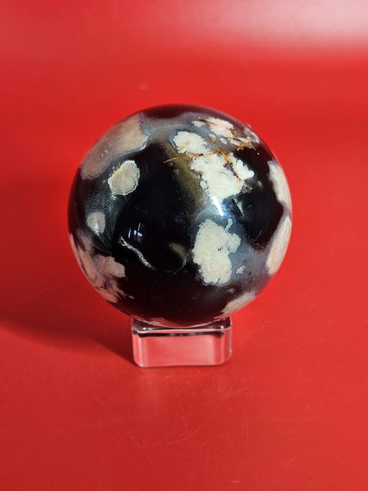 Druzy Black Flower Agate Sphere Quartz Crystal Gemstone Healing Natural 290G
