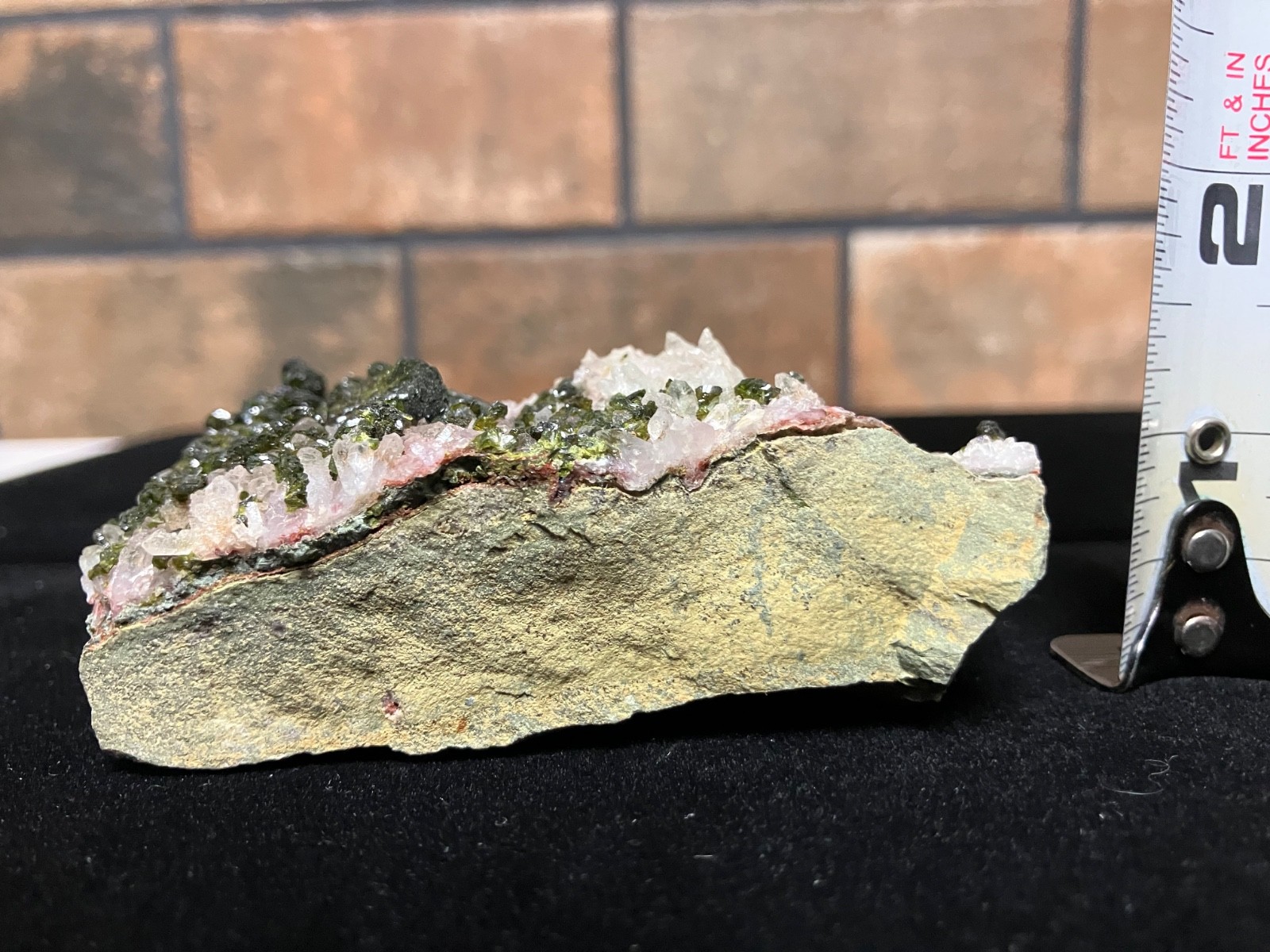 Epidote and pink Quartz cluster