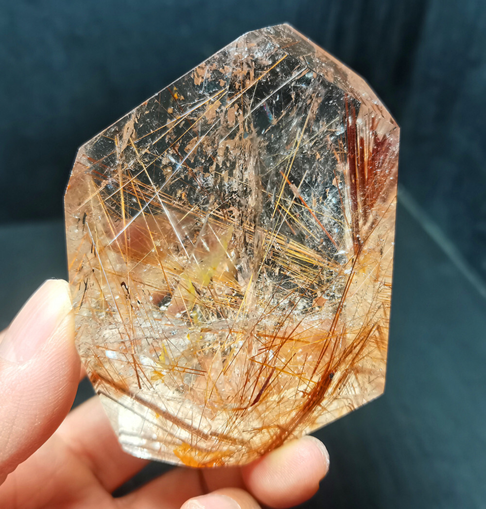 Rare Clear Golden Rutilated Inclusions Stone Gold Needles Stone specimen CY07