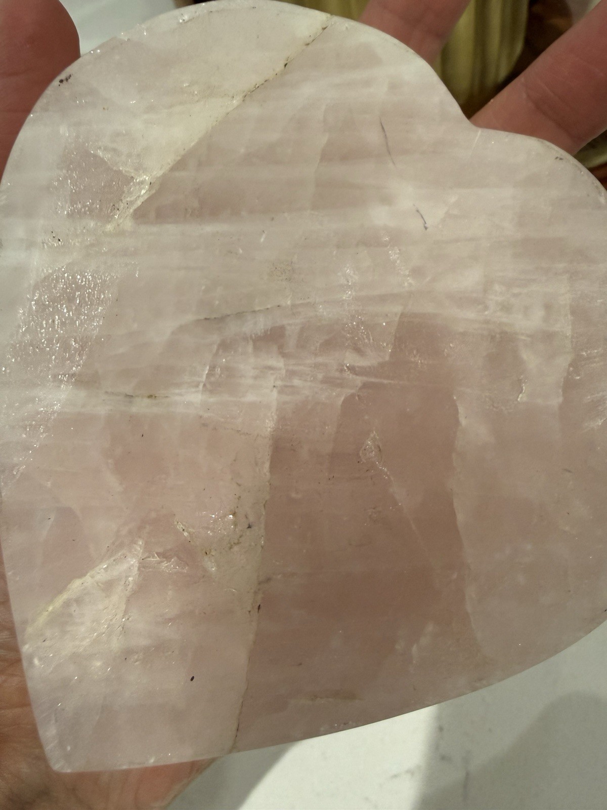 KCGS Rose Quartz Heart Bowl Pink Madagascar 750 Grams Trinket 1.10 Lbs Decor