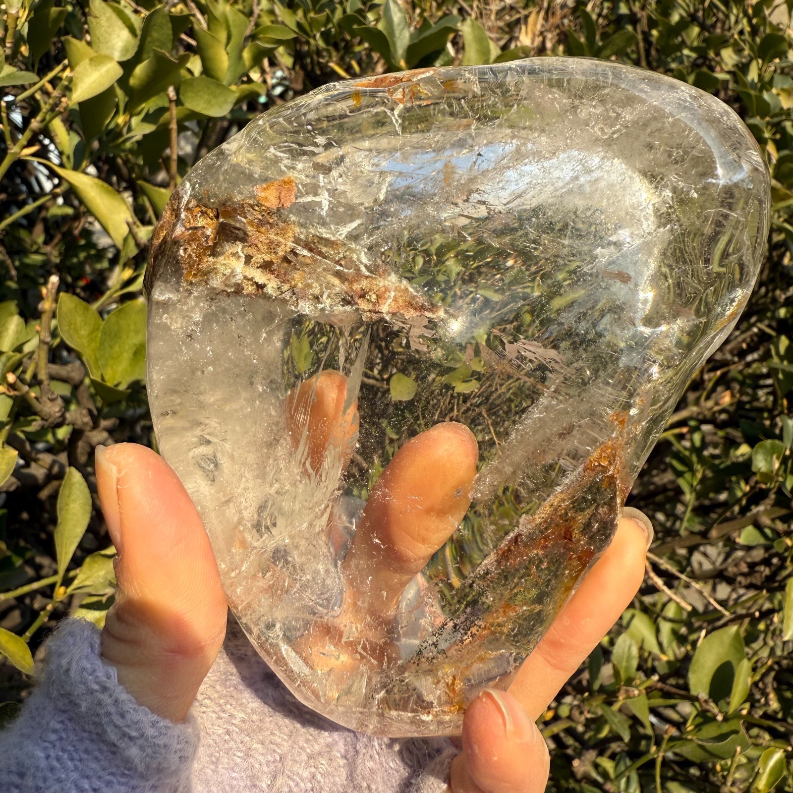 509g Natural Pure Garden Quartz Plate Carving Mineral Crystal Healing