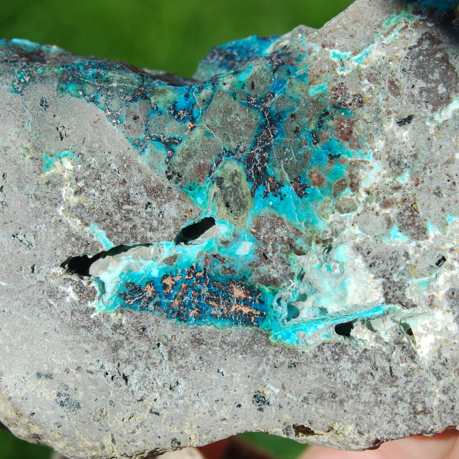 3in 109g RARE Native Copper in Chrysocolla Crystal Slab, Indonesia