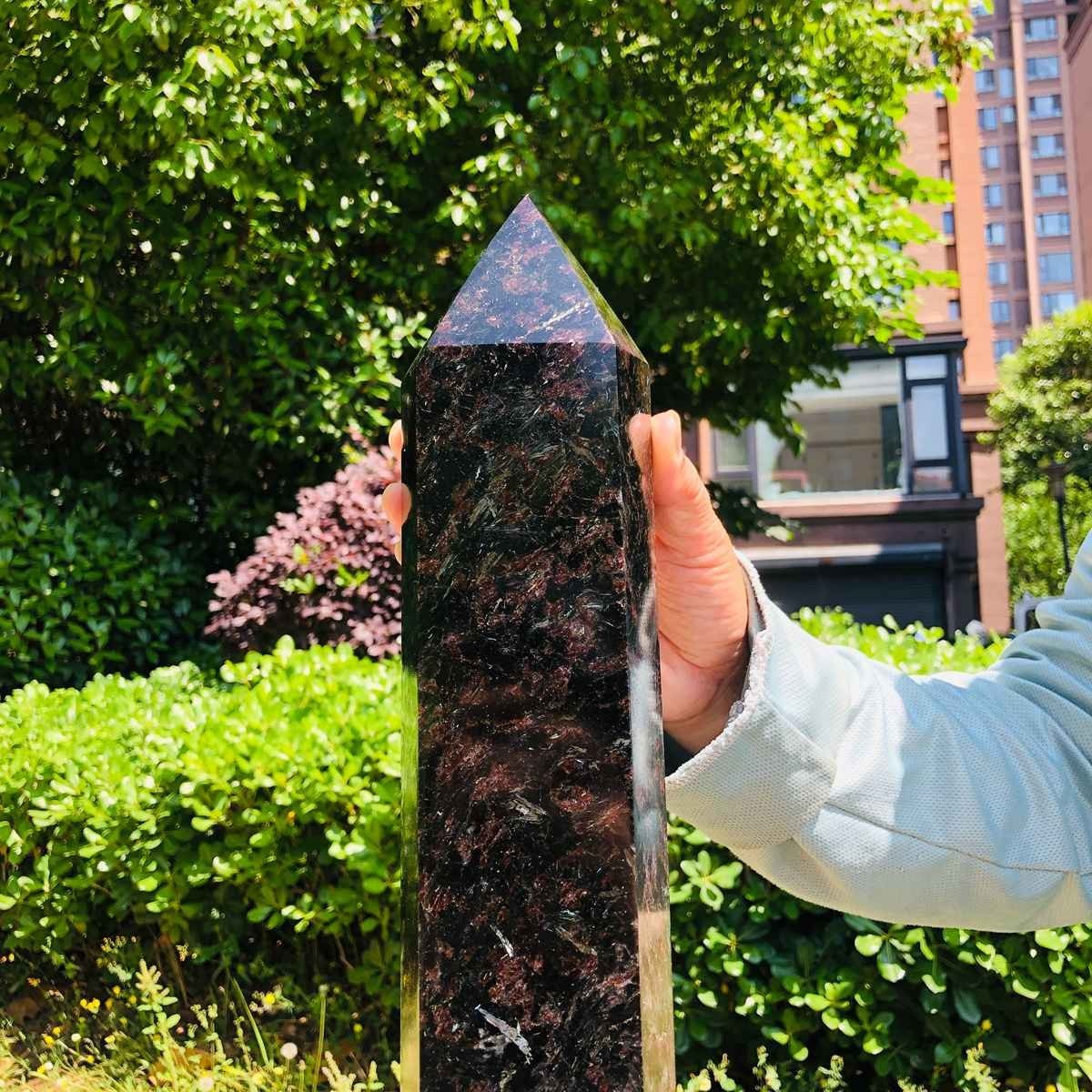 16.98LB Natural Fireworks Stone Obelisk Quartz Tower Crystal Wand Point Healing