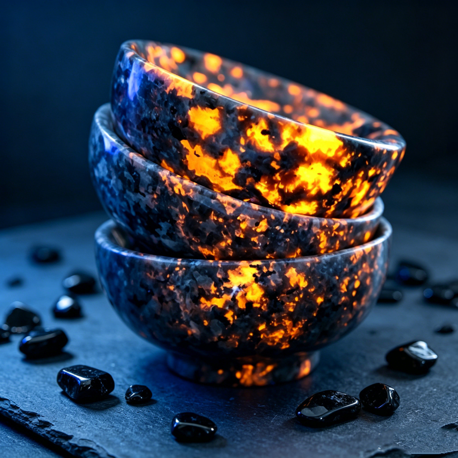 Natural Yooperlite Flame Stone Bowl 6-7cm UV Reactive Crystal