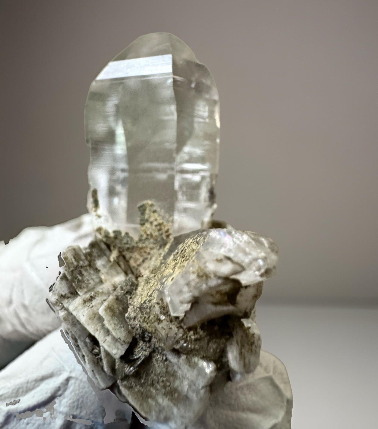 “Mountain Sentinel” Hashupi Himalayan Akashic Quartz on Feldspar & Mica Crystal