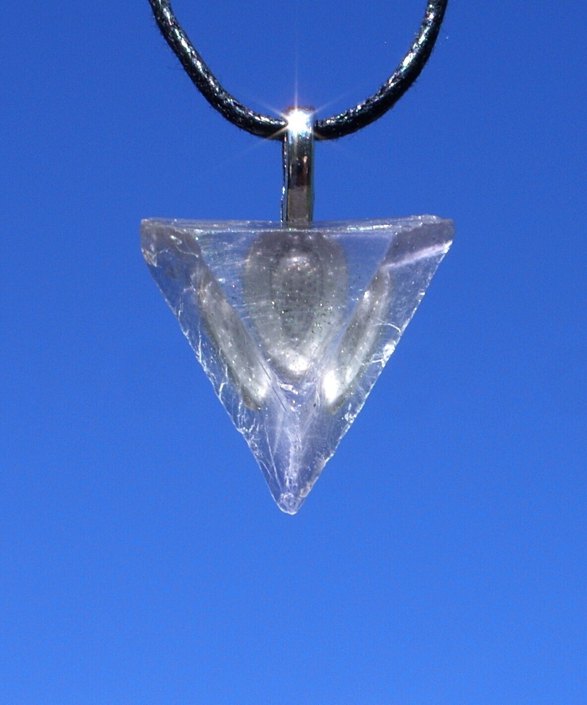 Purple Clear Fluorite Raw Rough Triangle Free Form Crystal Pendant Necklace