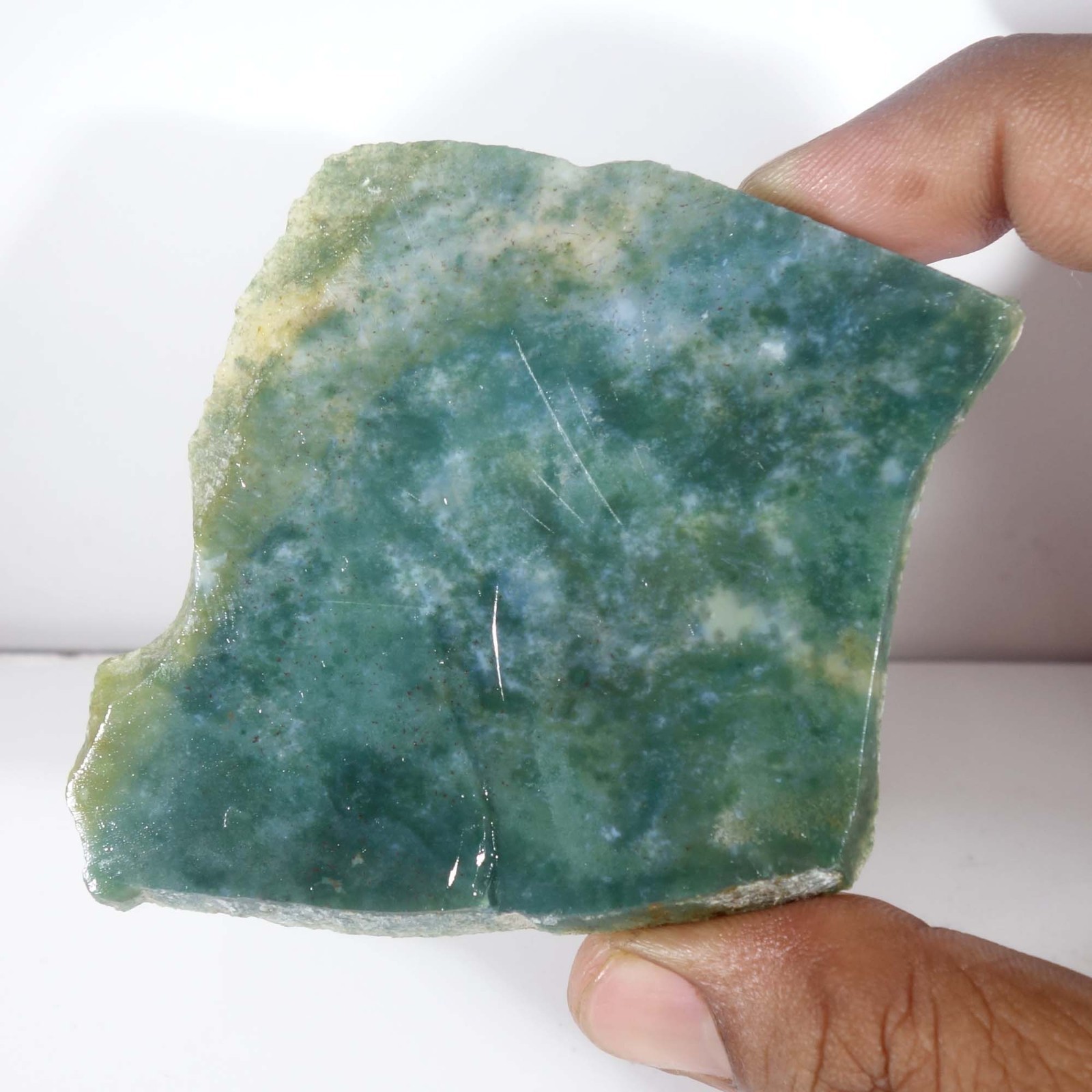 Seaweed Green Moss Agate Slice Slab Rough Natural Gemstone Loose 208.70 Cts