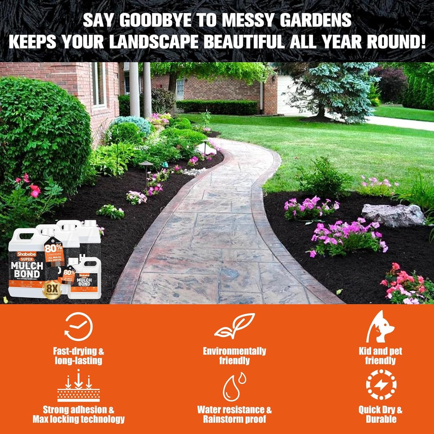 Mulch Bond, 1Gallon Rock Glue for Landscaping Heavy Duty Gravel Binder & Stone A