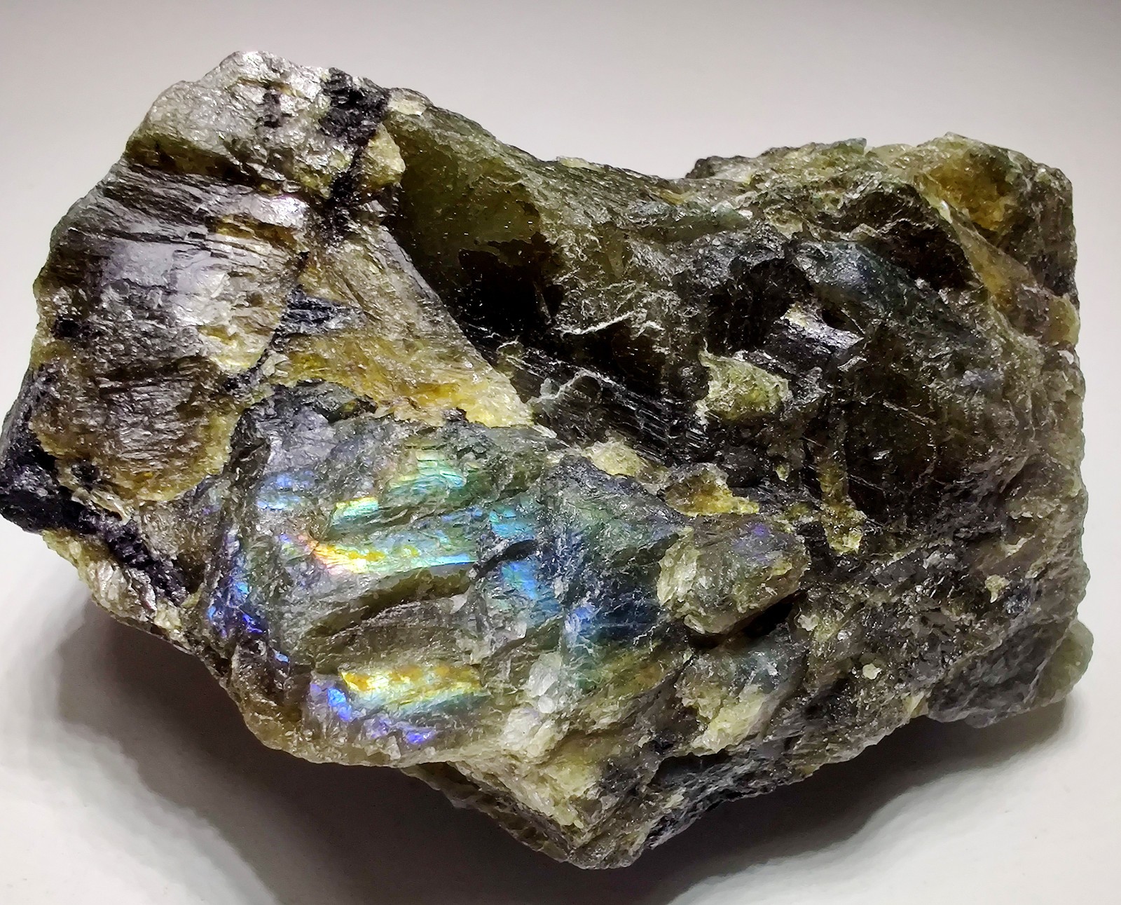 Labradorite with brilliant color flash. Norcross Quarry, Madagascar. 295 grams.