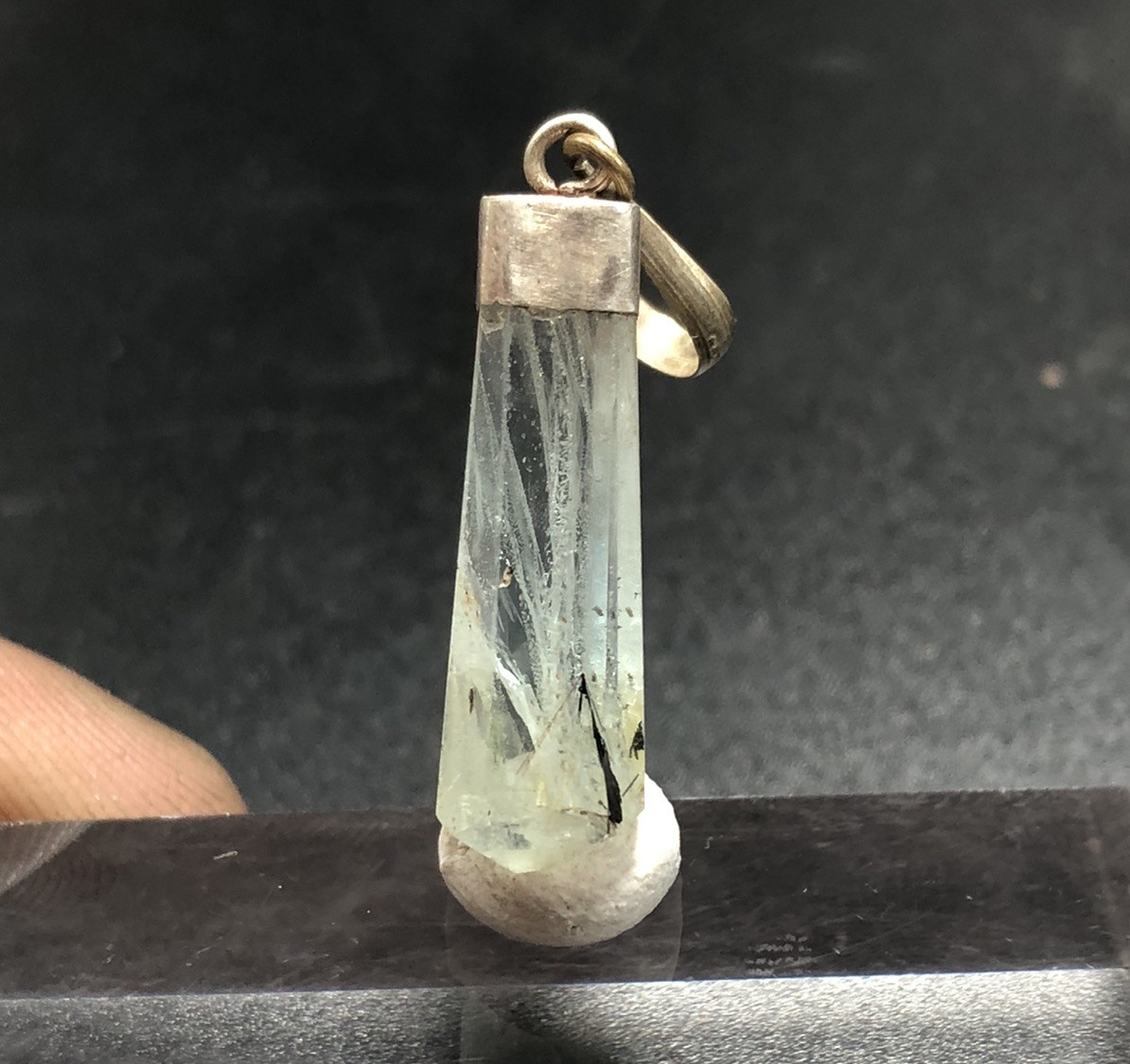 Polished aquamarine Pendant With 925 Silver hook from Pakistan Weight 9 Carat