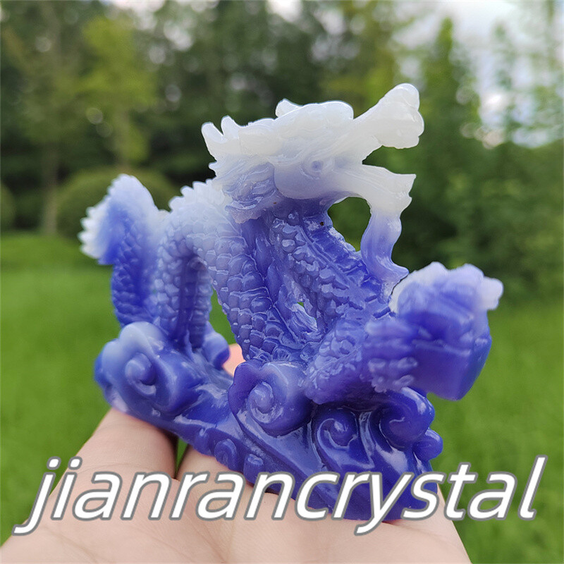 4″ Luminous Stone Dragon Skull Resin Decor Skull Reiki Chinese Dragon 1pc