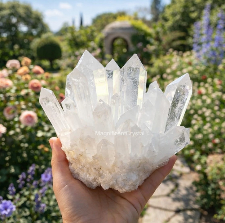 520g Natural Clear Quartz Cluster Chakra Balancing Spiritual White Crystal Decor