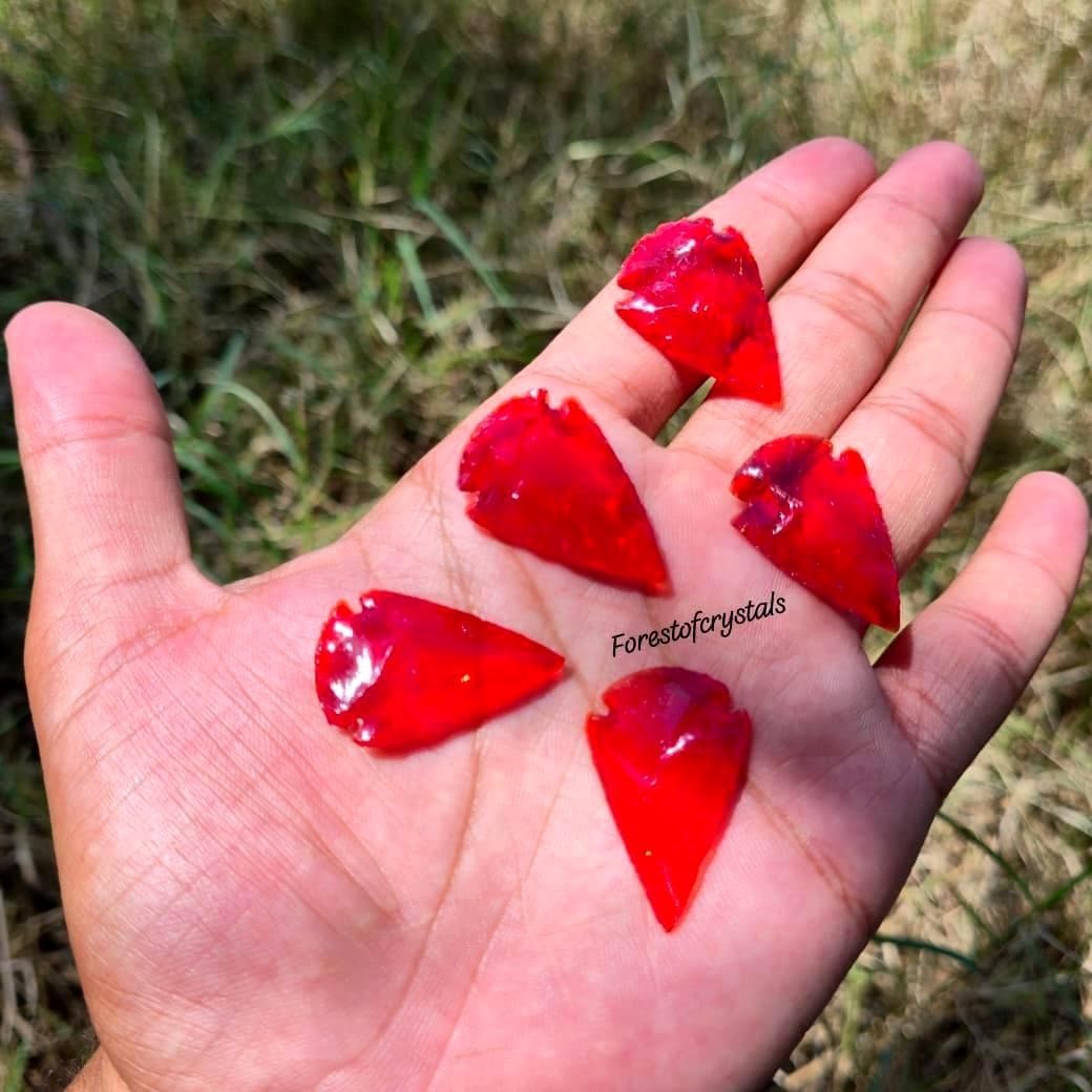 Bulk Red Obsidian Carnelian Arrowheads 1 to 1.5 Inch Handcrafted Crystal Points