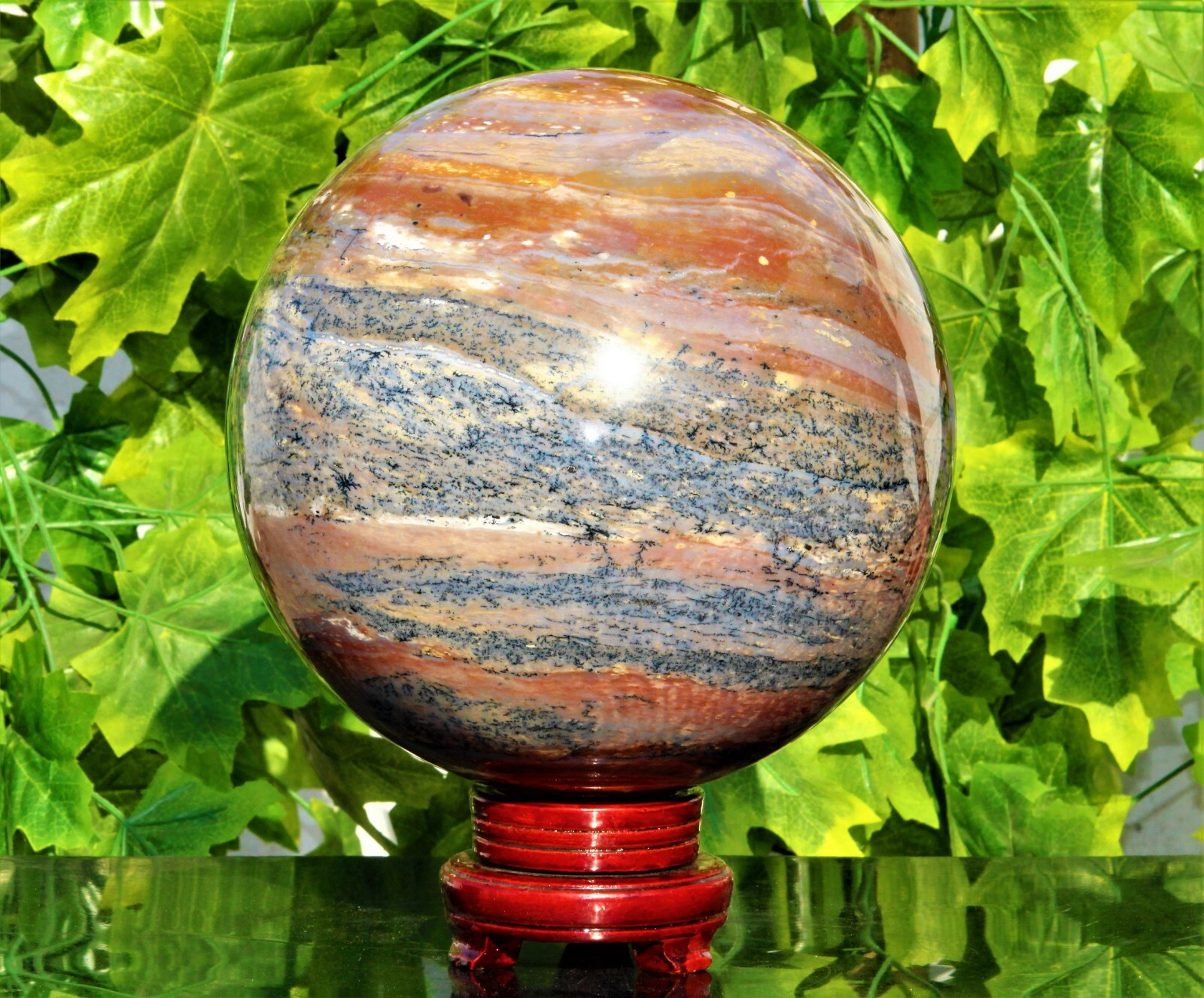 XL 41Lb Red Sonoran Dendritic Rhyolite Crystal Healing Metaphysical Stone Sphere