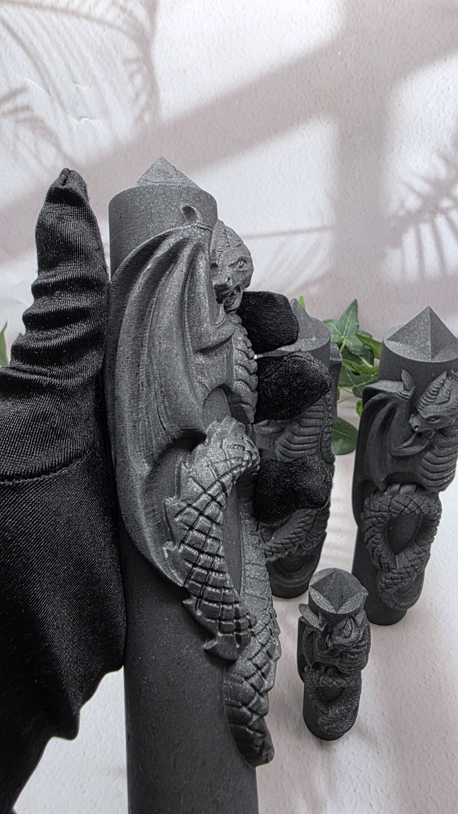 Shungite Dragon Towers Lot of 5 Hand Carved Dragon Obelisks, Protection Groundin