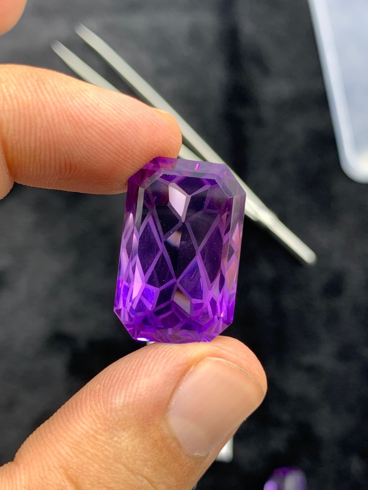 41 Ct Natural Purple Amethyst Fancy Geometric Cut Loose Gemstone Emerald Shape E