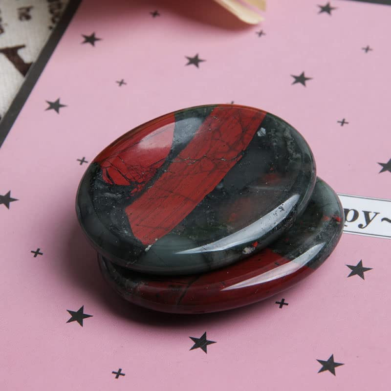 2Pcs Bloodstone Jasper Palm Stone Rock Crystal Healing Reiki Polished Worry