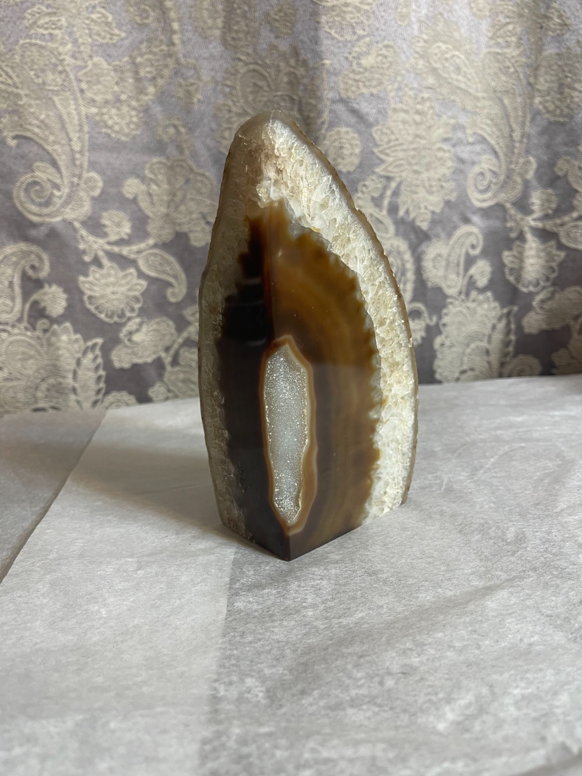 Polished Agate Geode 1 pound 12 ounces – About 6-1/8″ Tall