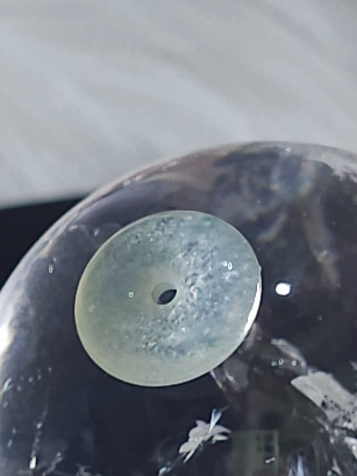 15mm Jade Pi Disc Pendant | Icy Green Donut Bead | Semi-Translucent 1.84g