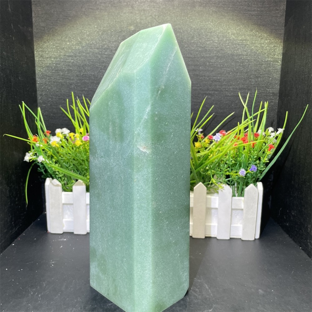 8LB 9.8″ Natural Green Aventurine Obelisk Tower Crystal Quartz Reiki Cuttable