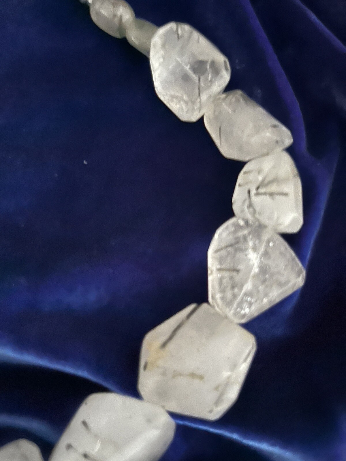 Vintage Chunky White Quartz with Black Tourmaline Inclusions 18″ Necklace Choker