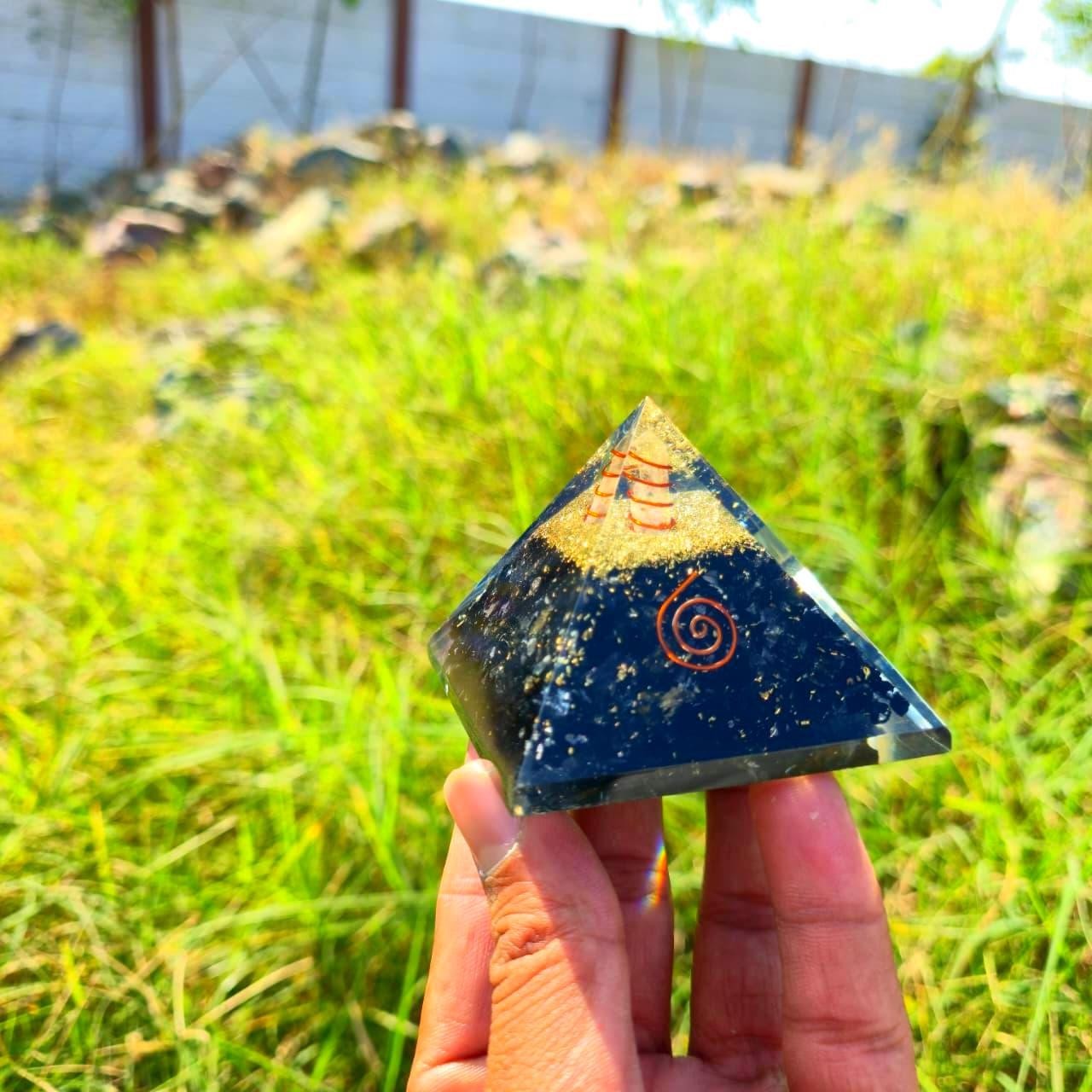 Black Tourmaline Orgone Pyramid EMF Protection Healing Crystal Root Chakra